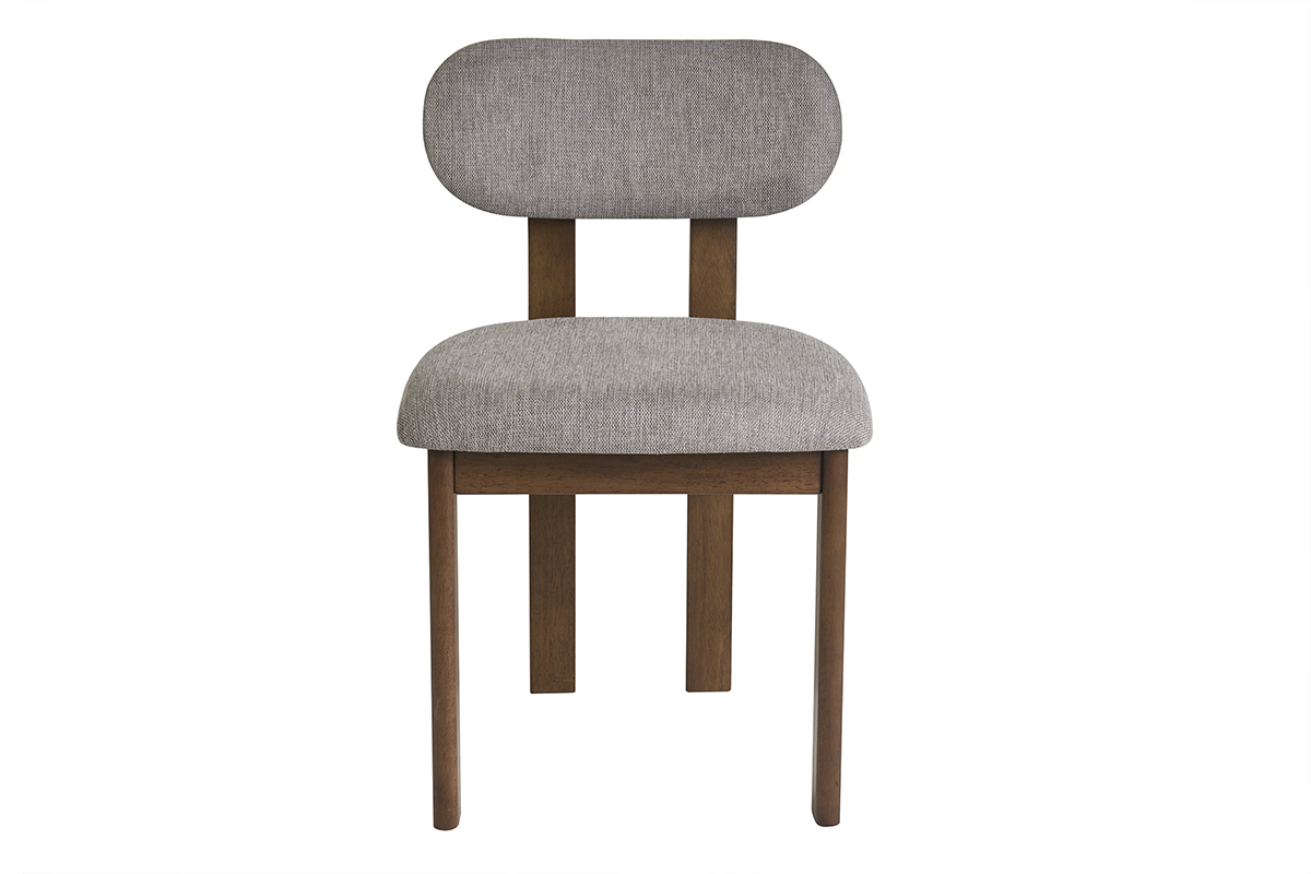 Chaises en tissu effet velours textur� gris et bois fonc� (lot de 2) NORMI