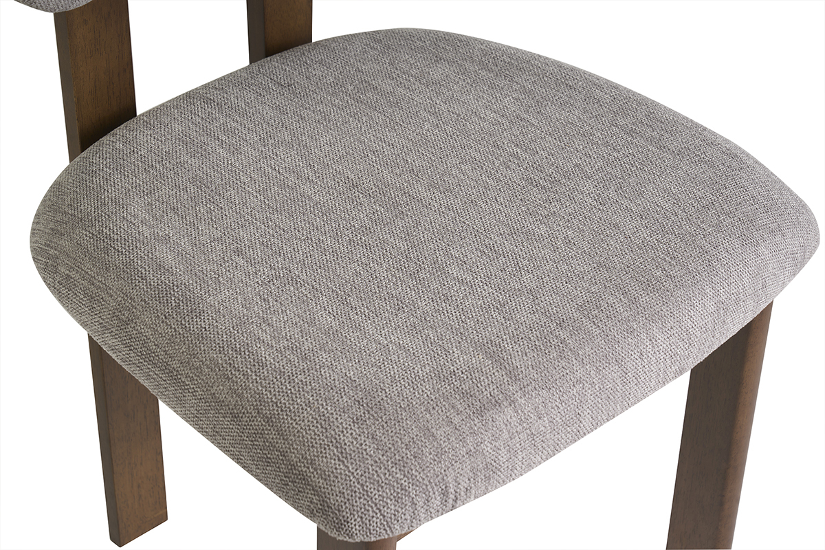 Chaises en tissu effet velours textur� gris et bois fonc� (lot de 2) NORMI