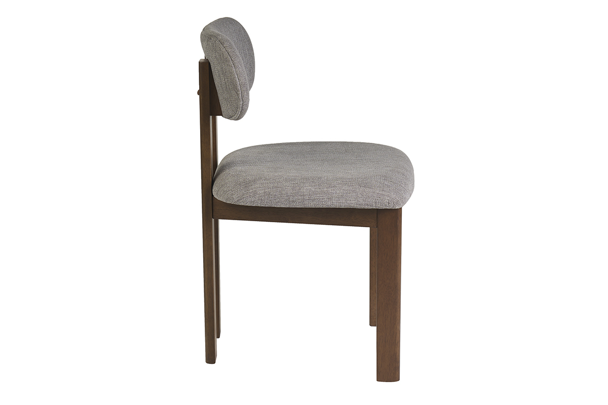 Chaises en tissu effet velours textur� gris et bois fonc� noyer (lot de 2) NORMI