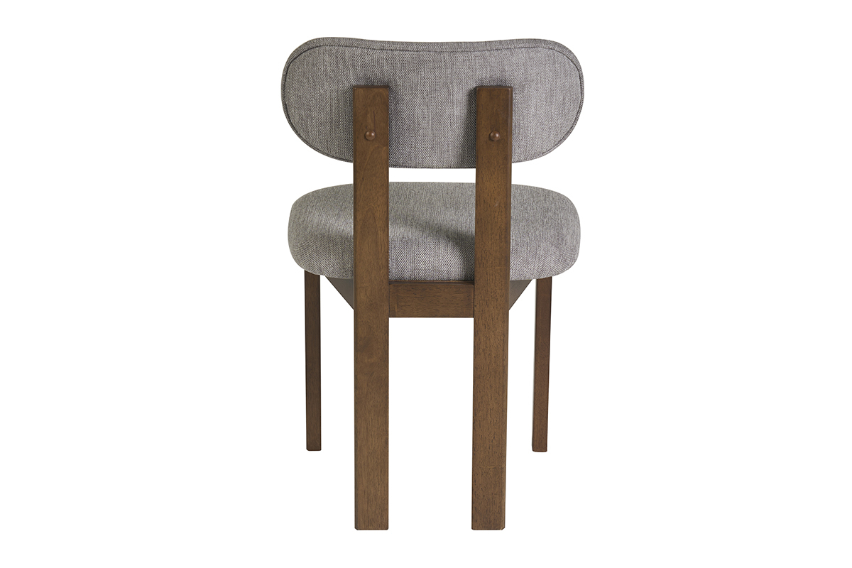 Chaises en tissu effet velours textur� gris et bois fonc� noyer (lot de 2) NORMI