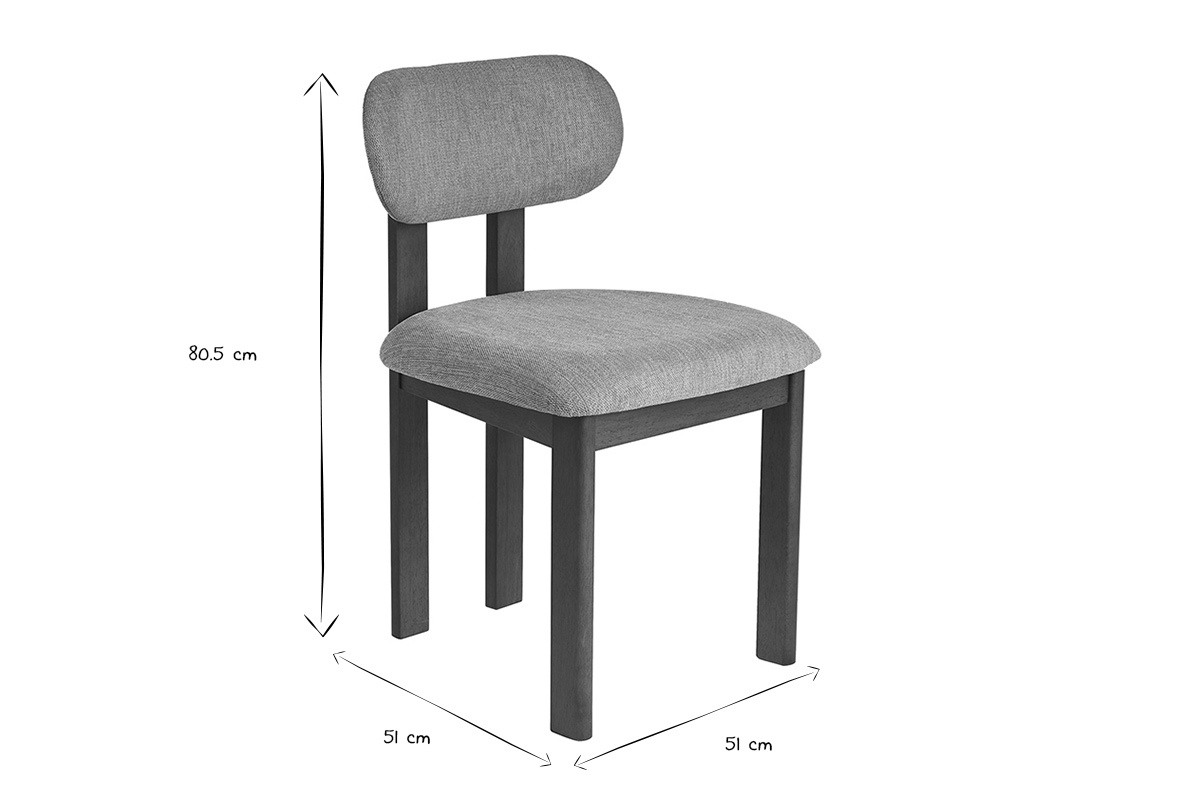Chaises en tissu effet velours textur� gris et bois fonc� noyer (lot de 2) NORMI