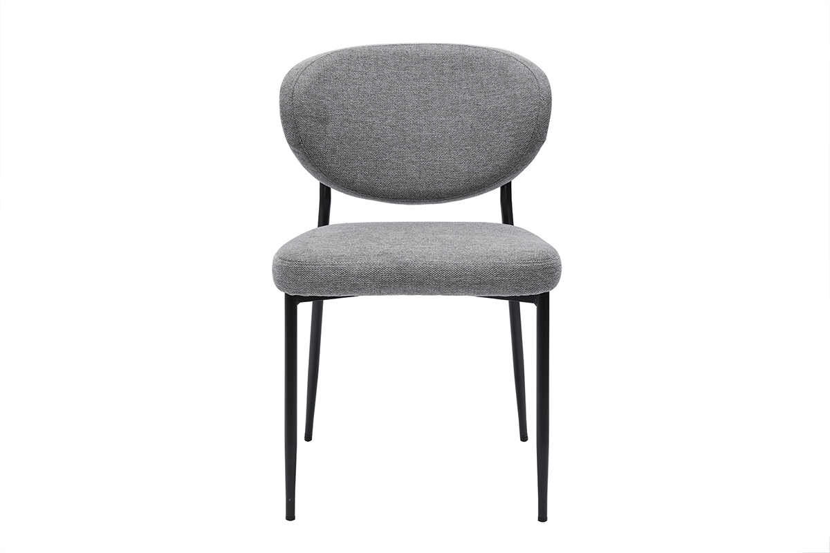 Chaises en tissu effet velours textur gris et mtal noir (lot de 2) BREKA