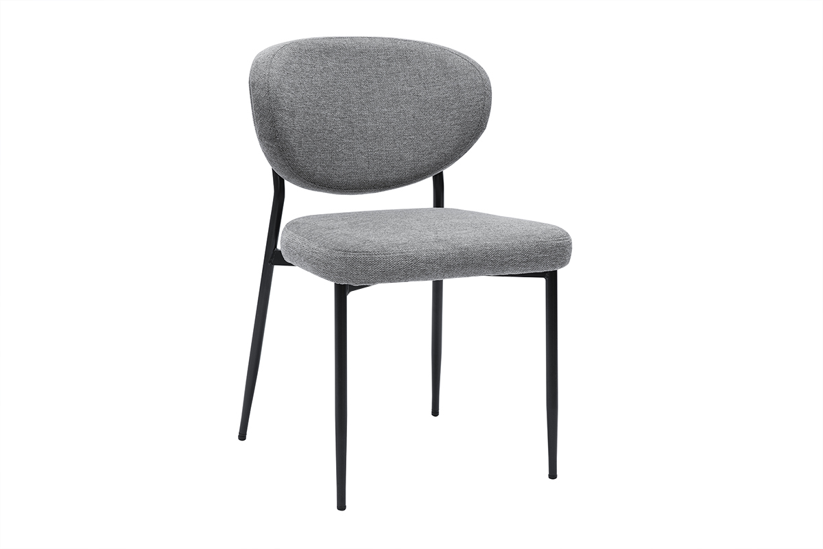 Chaises en tissu effet velours textur gris et mtal noir (lot de 2) BREKA