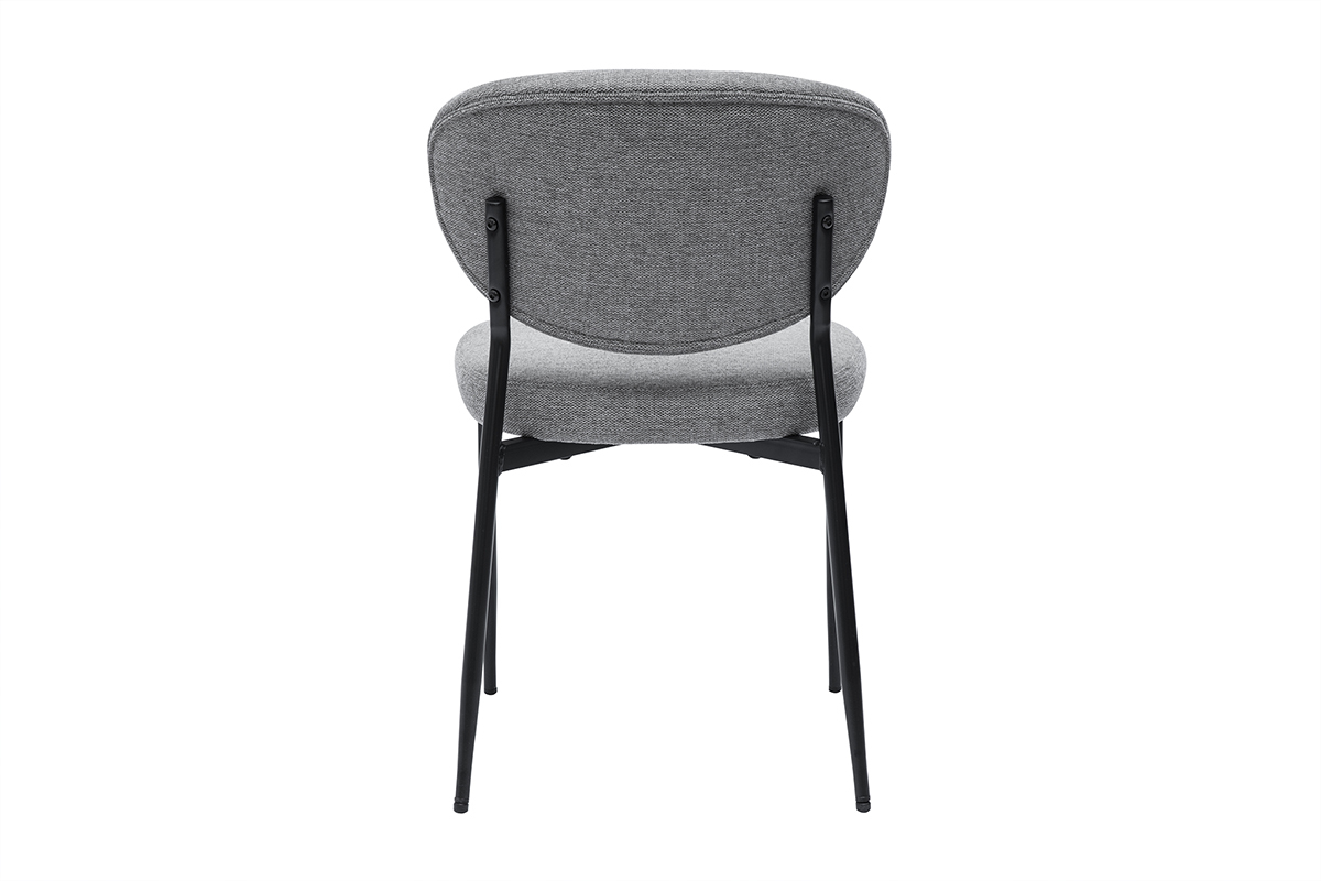 Chaises en tissu effet velours textur gris et mtal noir (lot de 2) BREKA