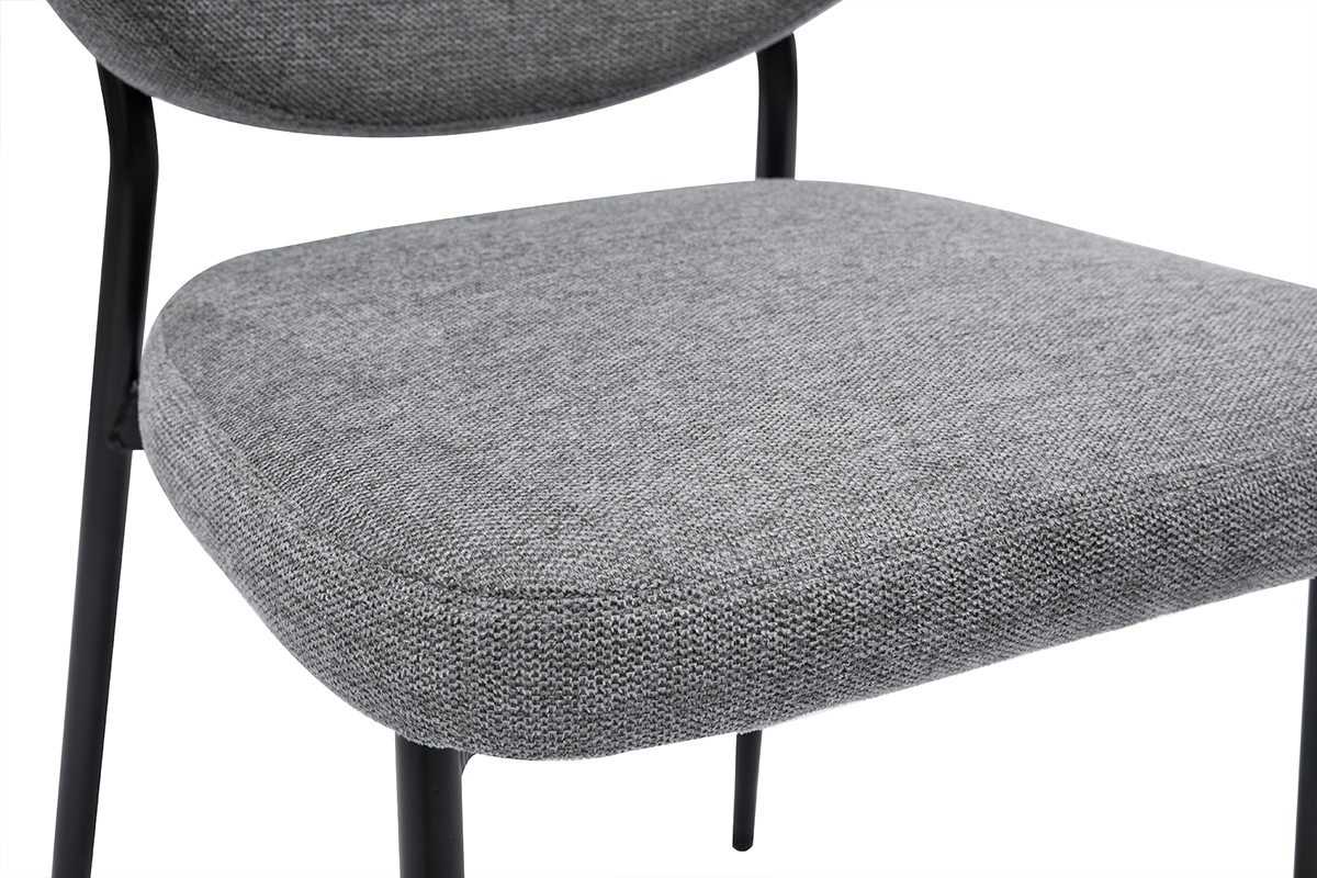 Chaises en tissu effet velours textur gris et mtal noir (lot de 2) BREKA