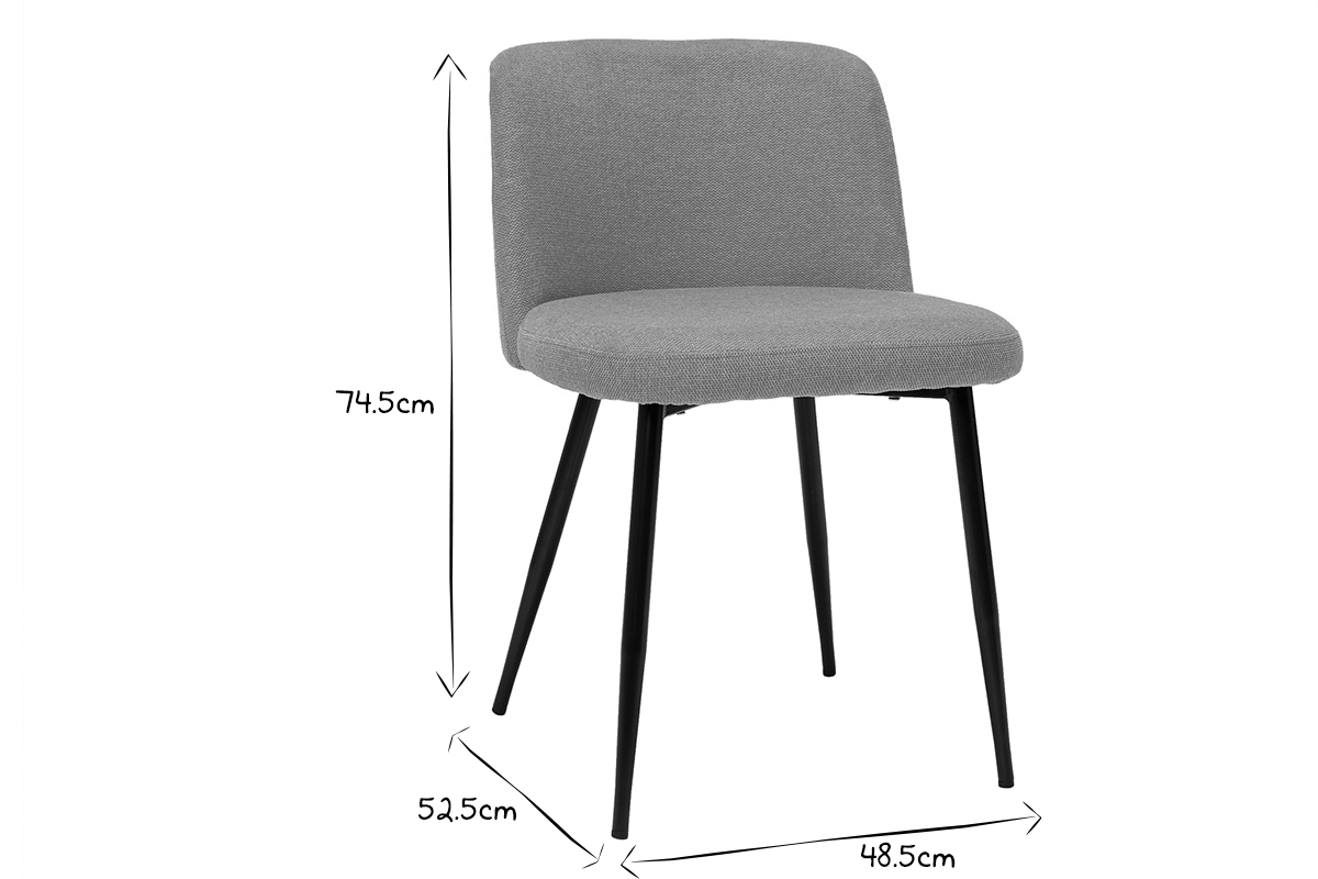 Chaises en tissu effet velours textur jaune moutarde et mtal noir (lot de 2) MONTI