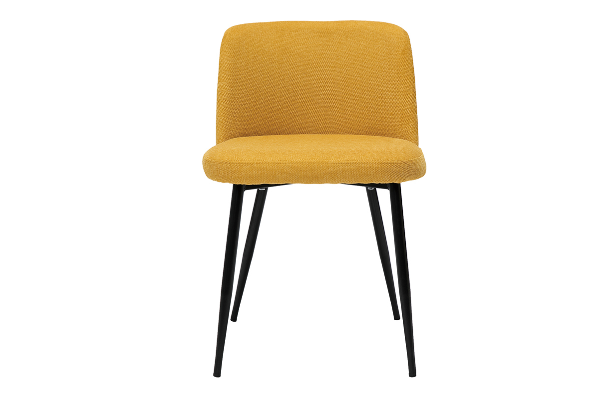Chaises en tissu effet velours textur jaune moutarde et mtal noir (lot de 2) MONTI