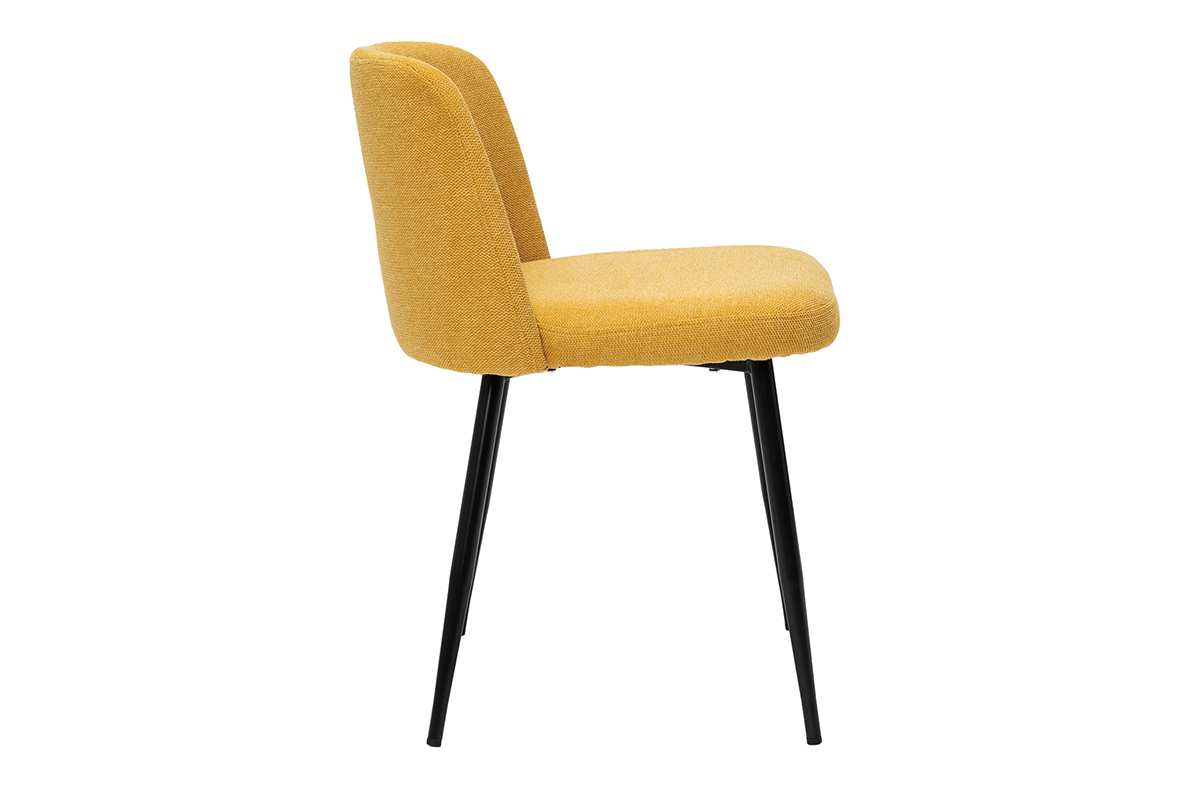 Chaises en tissu effet velours textur jaune moutarde et mtal noir (lot de 2) MONTI
