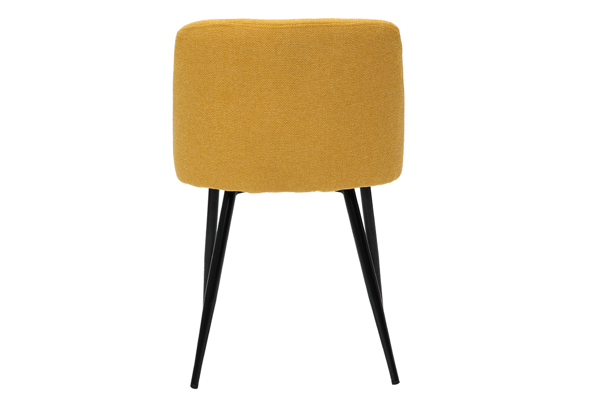 Chaises en tissu effet velours textur jaune moutarde et mtal noir (lot de 2) MONTI