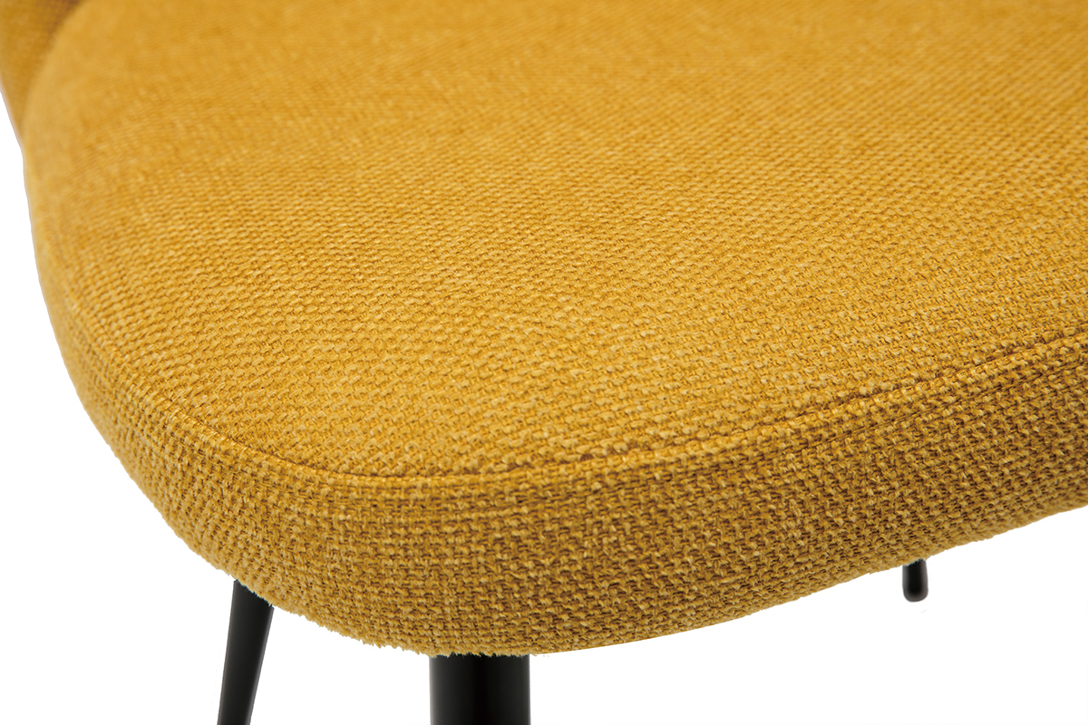 Chaises en tissu effet velours textur jaune moutarde et mtal noir (lot de 2) MONTI