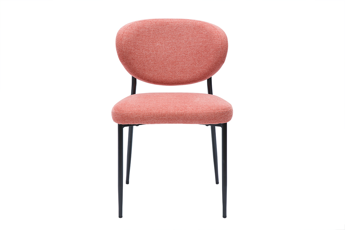 Chaises en tissu effet velours textur terracotta et mtal noir (lot de 2) BREKA