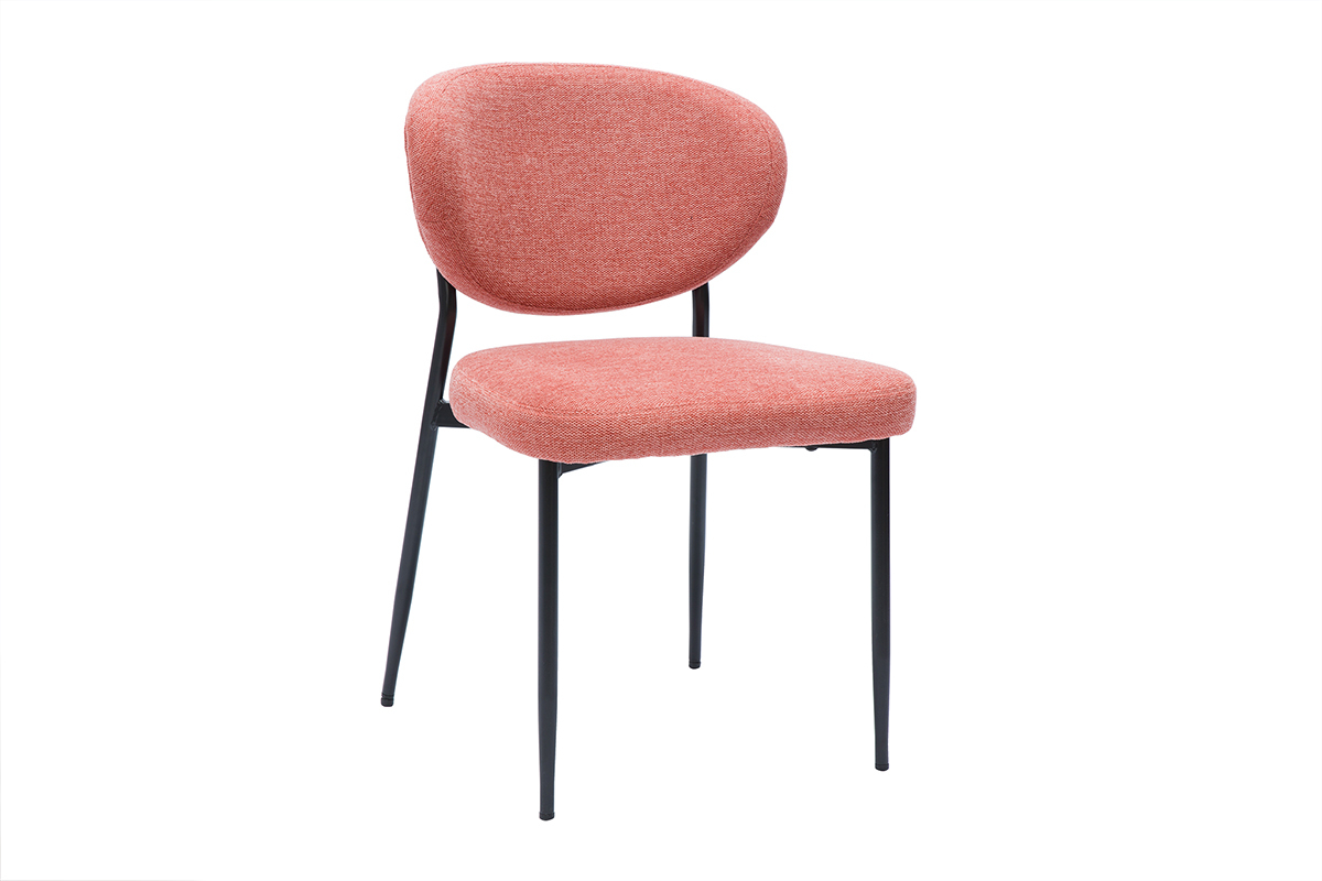 Chaises en tissu effet velours textur terracotta et mtal noir (lot de 2) BREKA