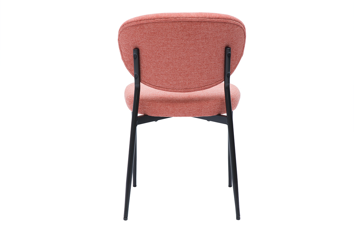 Chaises en tissu effet velours textur terracotta et mtal noir (lot de 2) BREKA