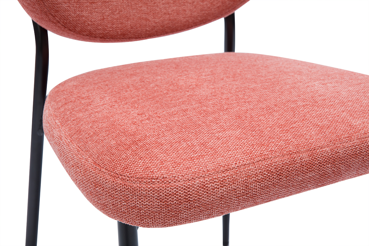 Chaises en tissu effet velours textur terracotta et mtal noir (lot de 2) BREKA
