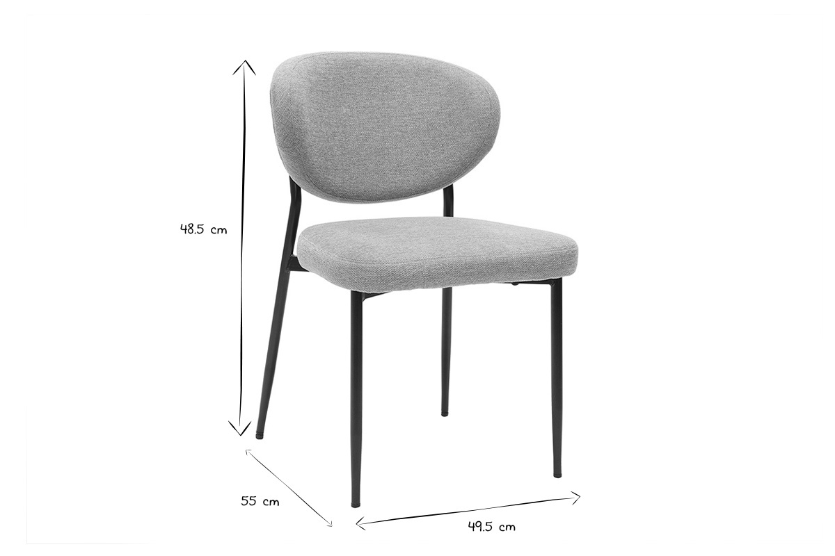 Chaises en tissu effet velours textur terracotta et mtal noir (lot de 2) BREKA