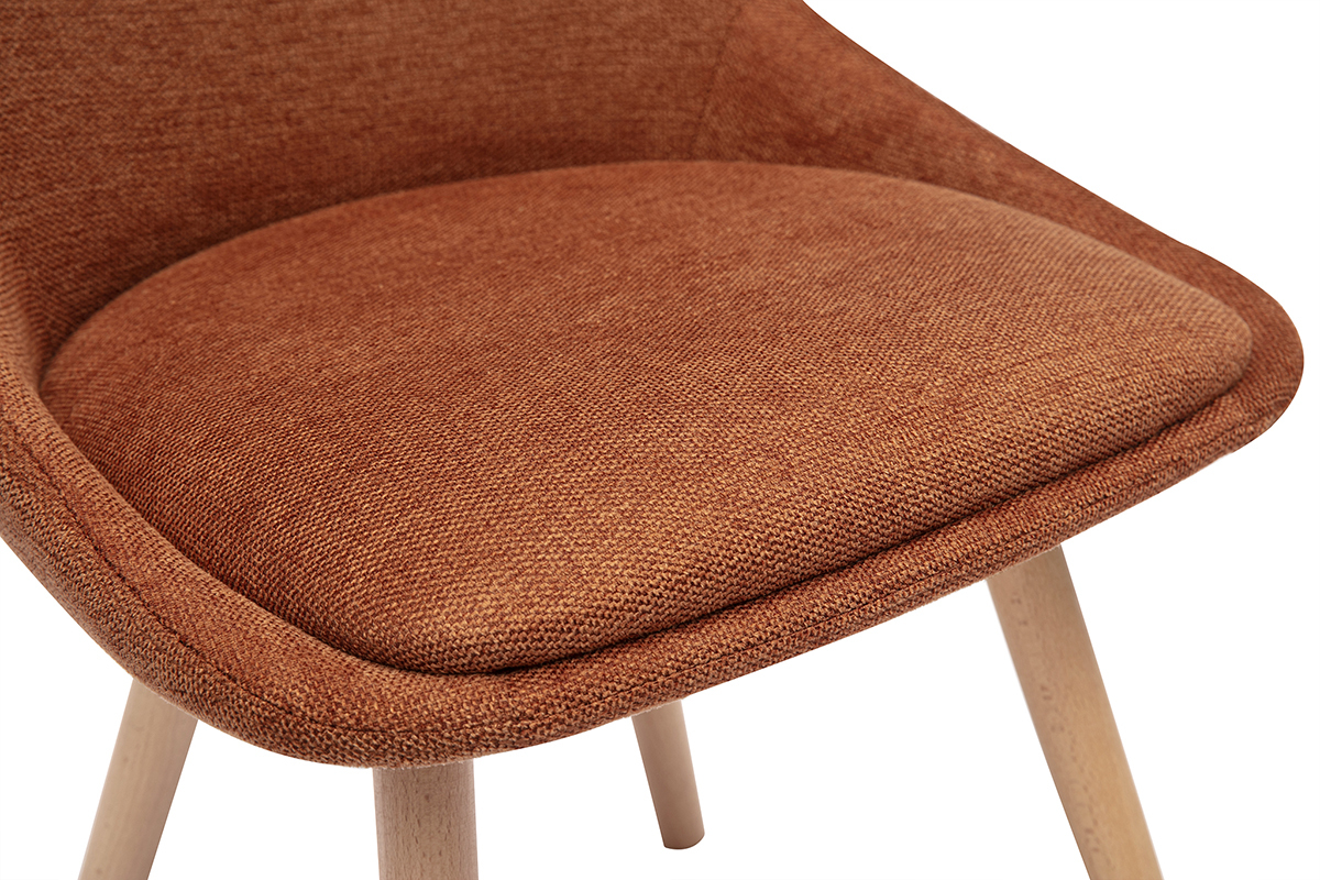 Chaises en tissu effet velours textur terre brle et bois clair (lot de 2) ALESS