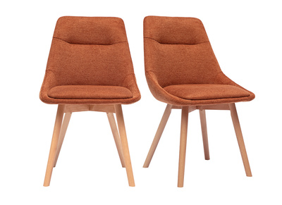 Chaises en tissu effet velours texturé terre brûlée et bois clair (lot de 2) ALESS