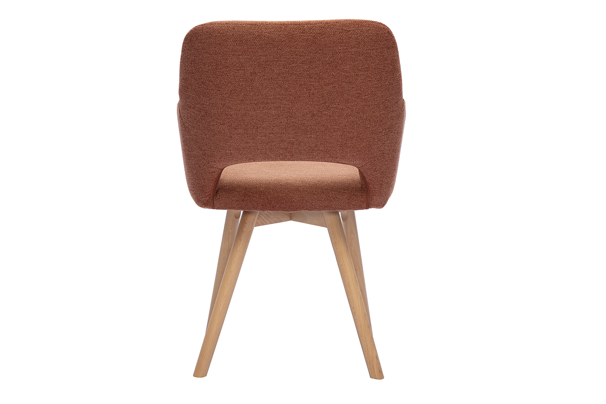 Chaises en tissu effet velours textur� terre br�l�e et bois clair (lot de 2) LAURETTE