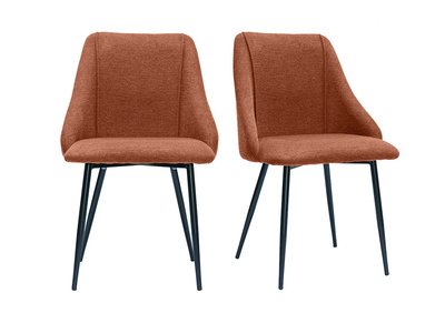 Chaises en tissu effet velours texturé terre brûlée et métal noir (lot de 2) HIGGINS