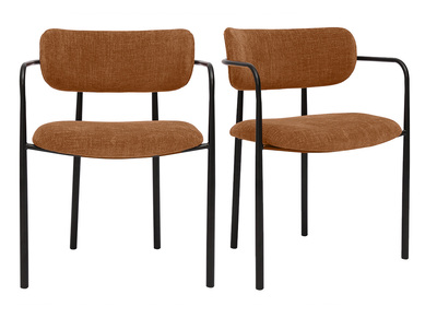 Chaises en tissu effet velours texturé terre brûlée et métal noir (lot de 2) SWIFT