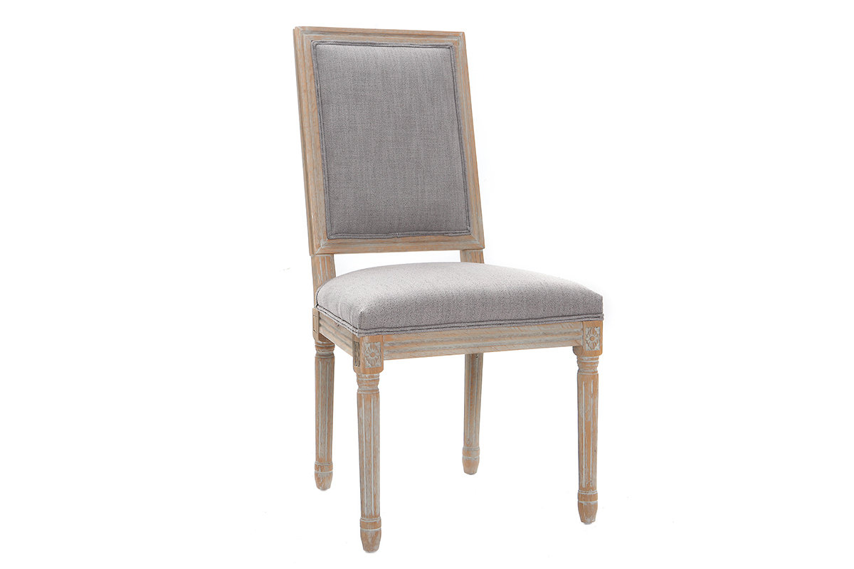 Chaises en tissu gris clair pieds bois clair (lot de 2) AMAURY