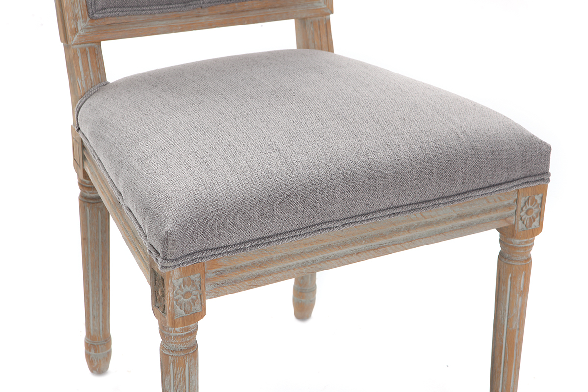 Chaises en tissu gris clair pieds bois clair (lot de 2) AMAURY