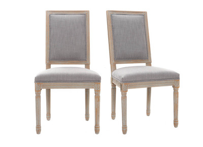 Chaises en tissu gris clair pieds bois clair - lot de 2 AMAURY