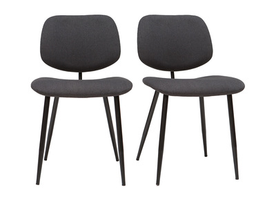 Chaises en tissu gris et m&eacute;tal noir (lot de 2) TOBIAS