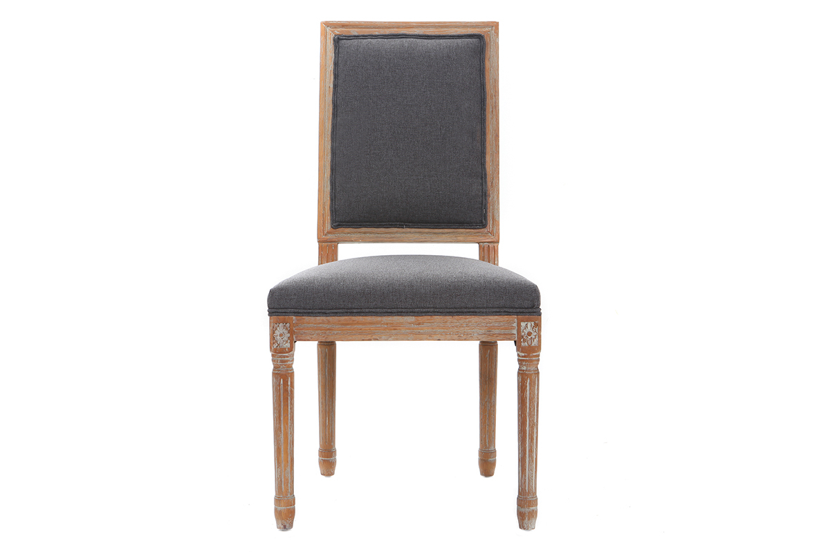 Chaises en tissu gris fonc� pieds bois clair (lot de 2) AMAURY