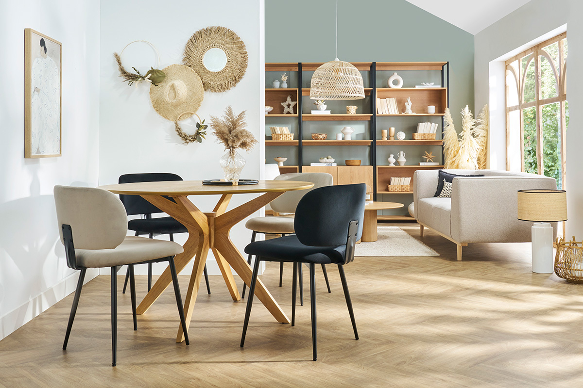 Chaises en tissu velours bronze et mtal noir (lot de 2) ATRIUM