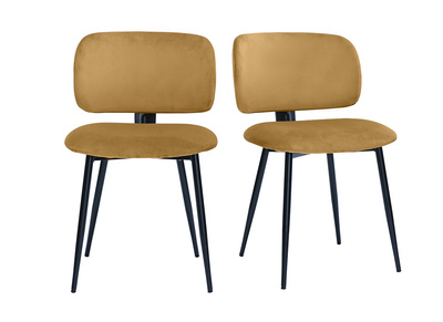 Chaises en tissu velours bronze et métal noir (lot de 2) ATRIUM