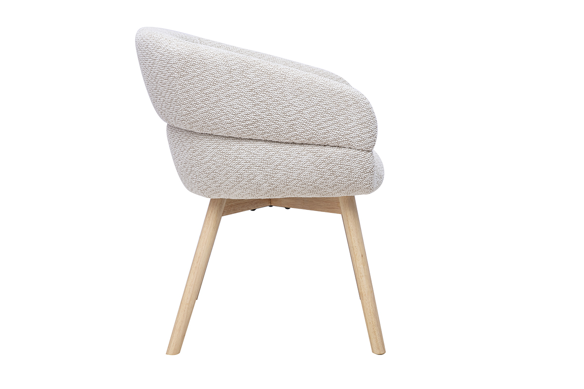 Chaises en tissu velours chenille beige et bois clair (lot de 2) TIGGY