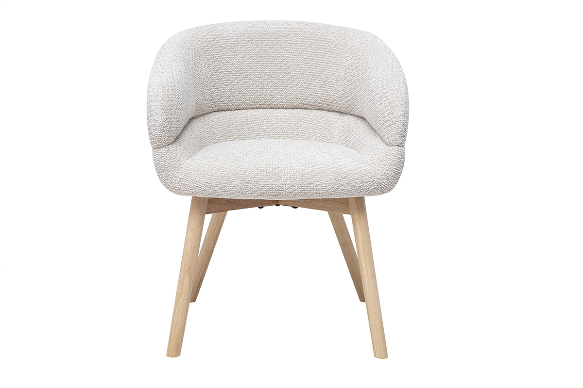 Chaises en tissu velours chenille beige et bois clair (lot de 2) TIGGY
