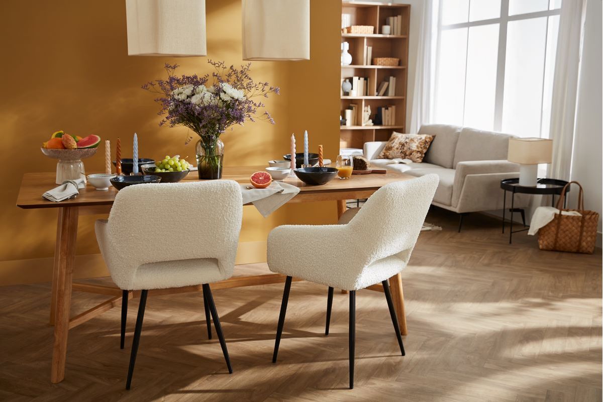 Chaises en tissu velours ctel gris et mtal noir (lot de 2) LAURETTE