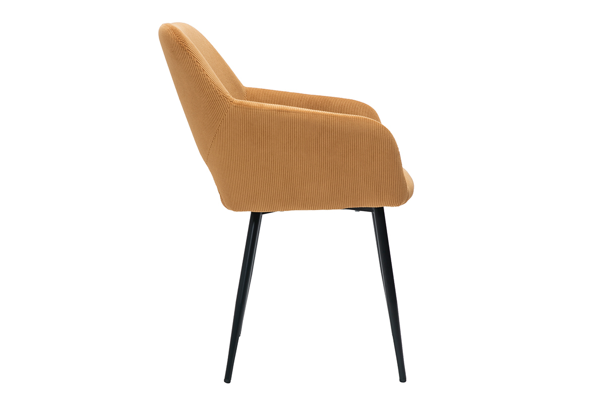 Chaises en tissu velours ctel jaune curry et mtal noir (lot de 2) LAURETTE