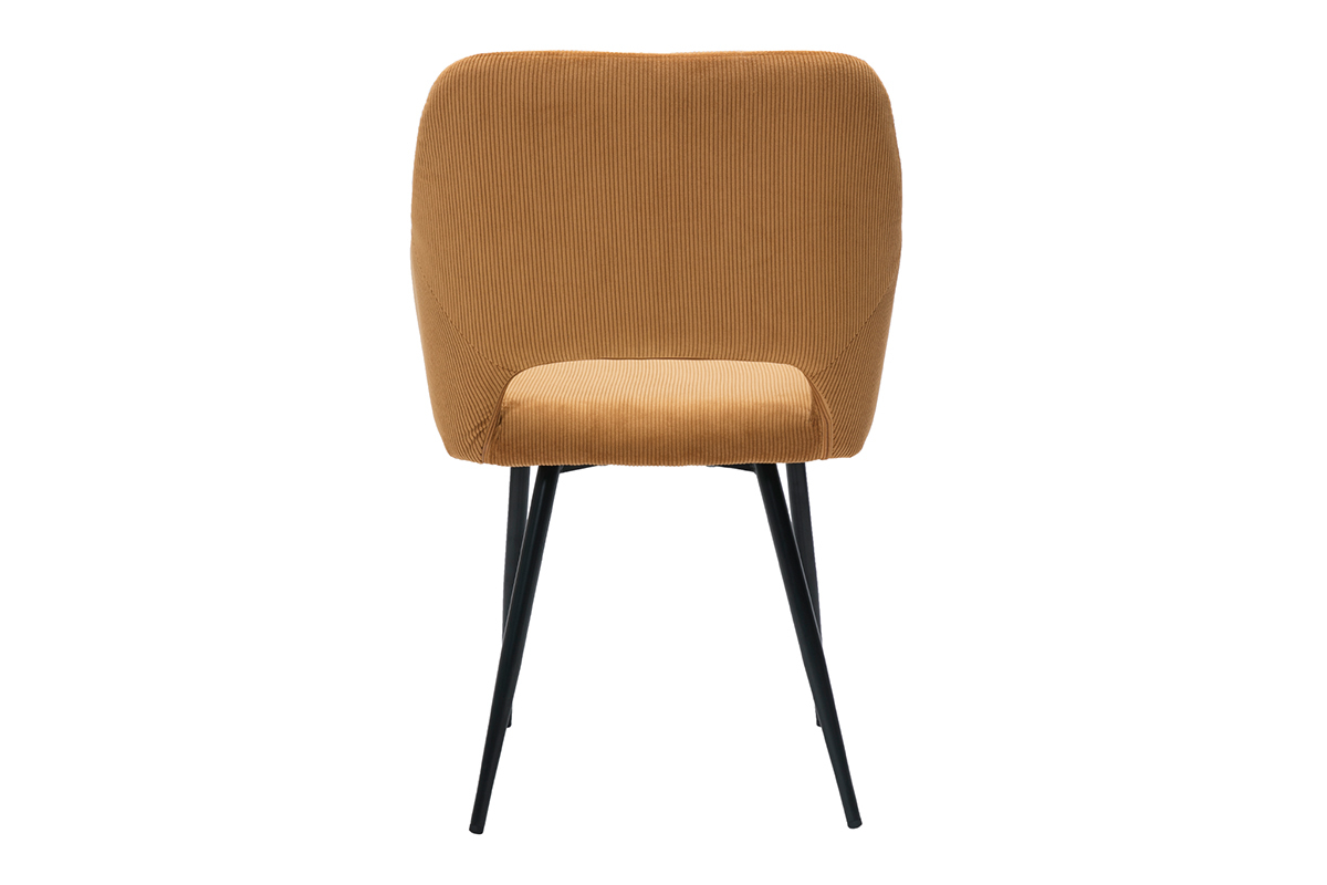 Chaises en tissu velours ctel jaune curry et mtal noir (lot de 2) LAURETTE