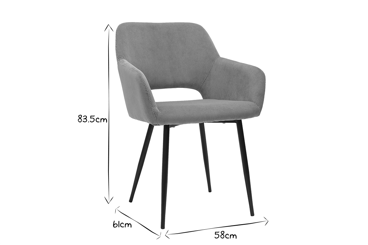 Chaises en tissu velours ctel jaune curry et mtal noir (lot de 2) LAURETTE