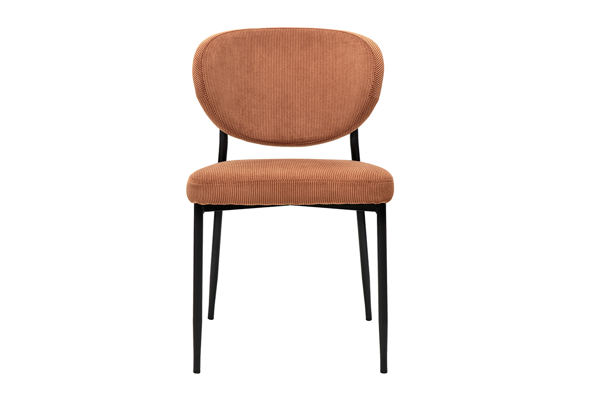 Chaises en tissu velours ctel terre brle et mtal noir (lot de 2) BREKA