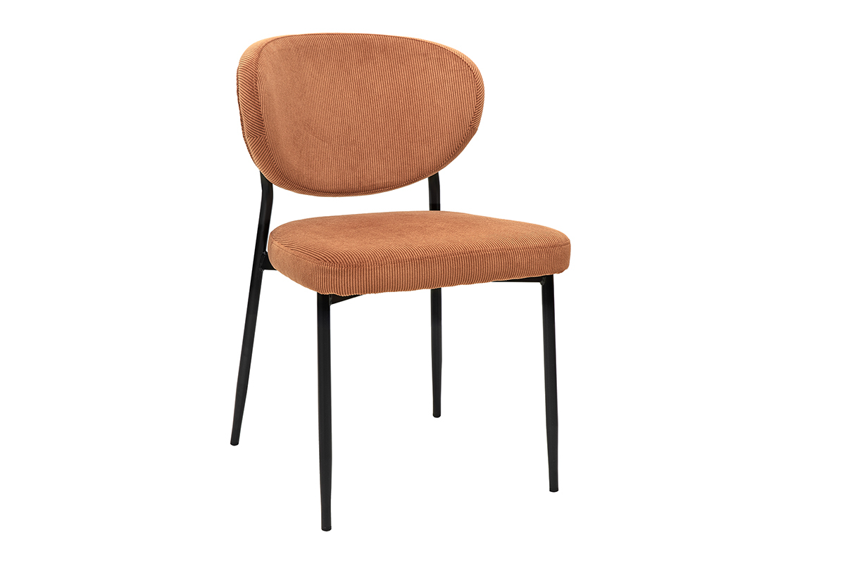 Chaises en tissu velours ctel terre brle et mtal noir (lot de 2) BREKA