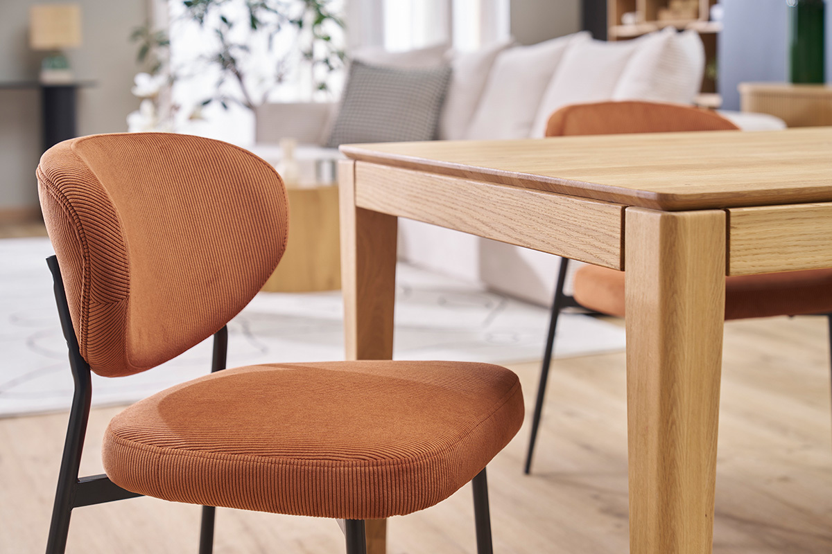 Chaises en tissu velours ctel terre brle et mtal noir (lot de 2) BREKA