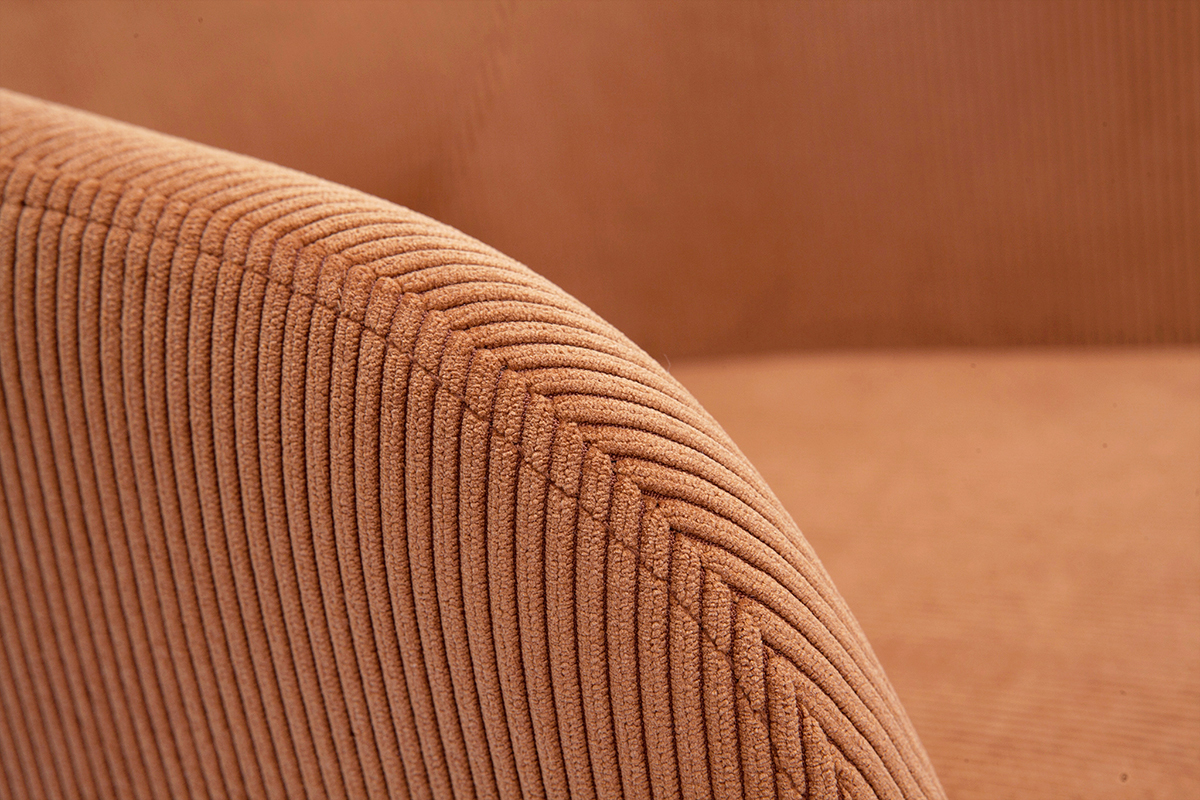 Chaises en tissu velours c�tel� terre br�l�e et m�tal noir (lot de 2) LAURETTE