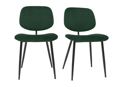 Chaises en tissu velours vert et métal noir (lot de 2) TOBIAS