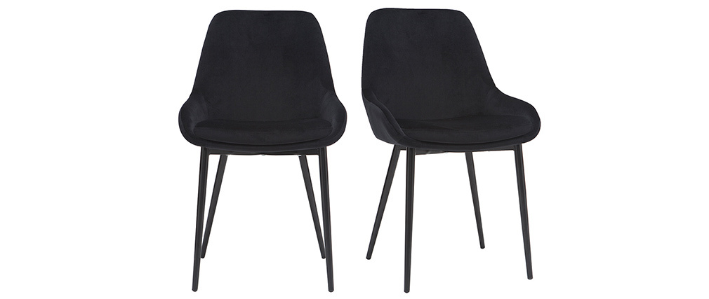 Chaises en velours noir (lot de 2) HOLO