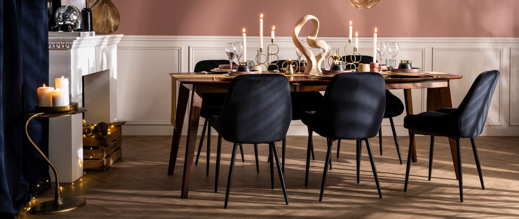 Chaises en velours noir (lot de 2) HOLO