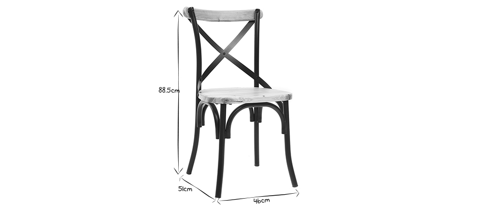 Chaises industrielles en métal noir et bois (lot de 2) JAKE