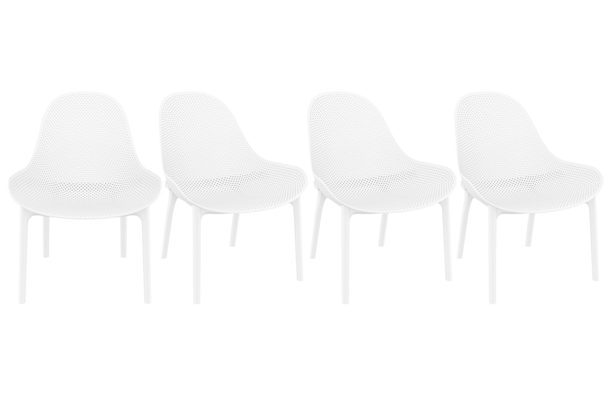 Chaises lounge empilables blanches int�rieur / ext�rieur (lot de 4) OSKOL