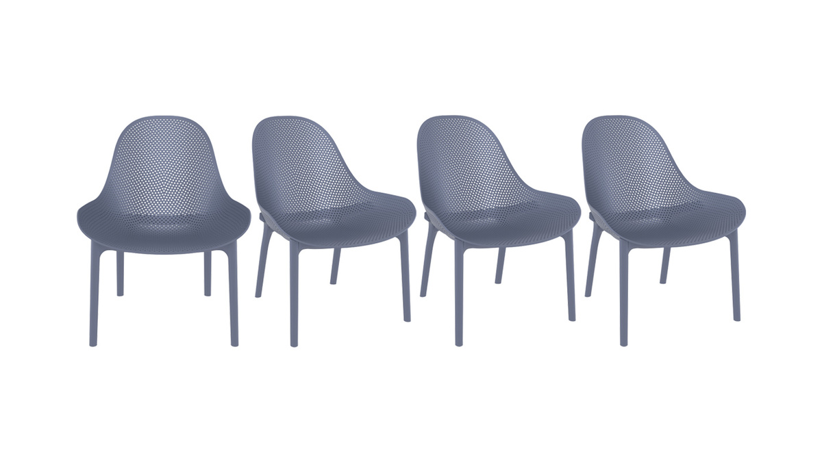 Chaises lounge empilables grises intrieur / extrieur (lot de 4) OSKOL