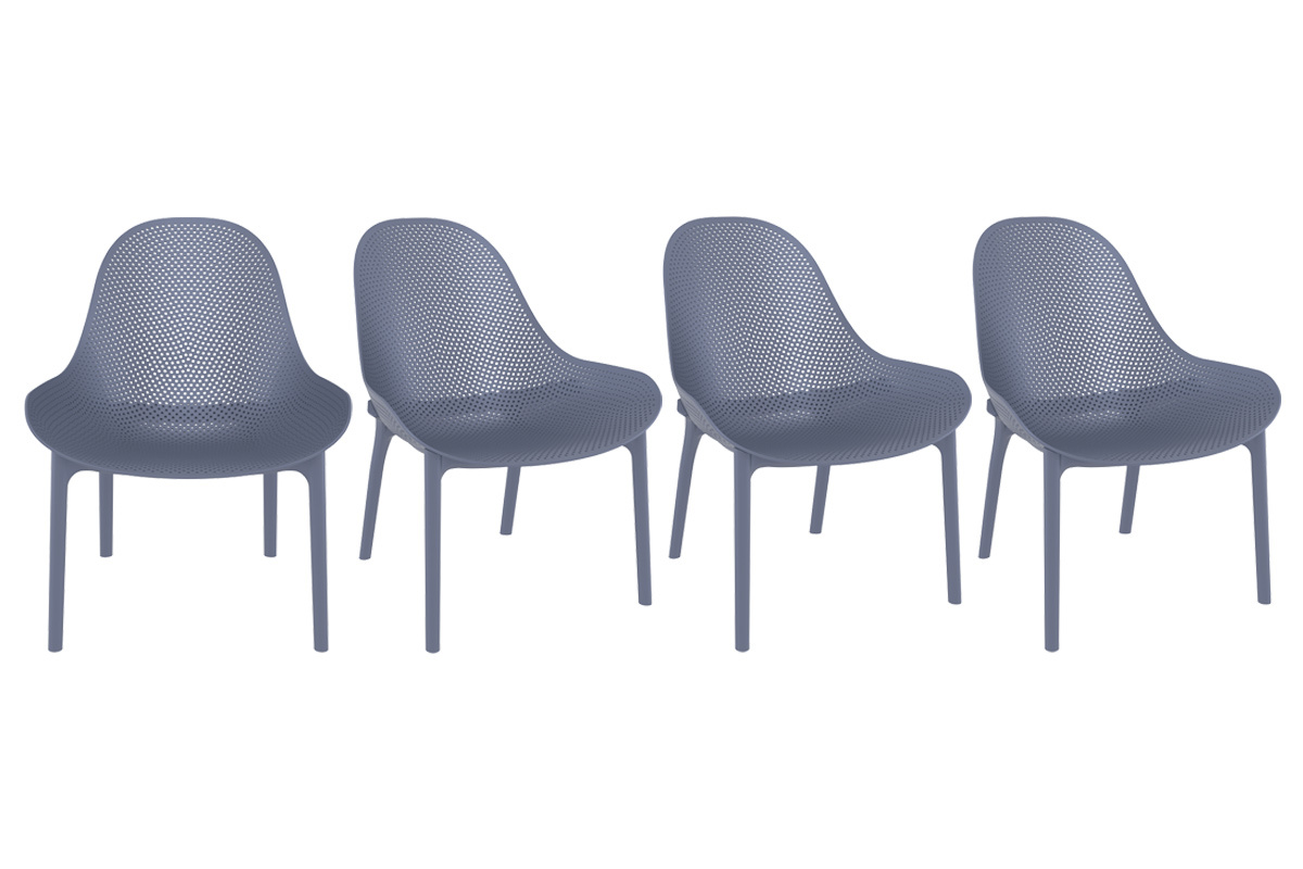 Chaises lounge empilables grises intrieur / extrieur (lot de 4) OSKOL