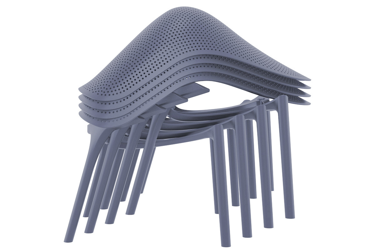 Chaises lounge empilables grises intrieur / extrieur (lot de 4) OSKOL