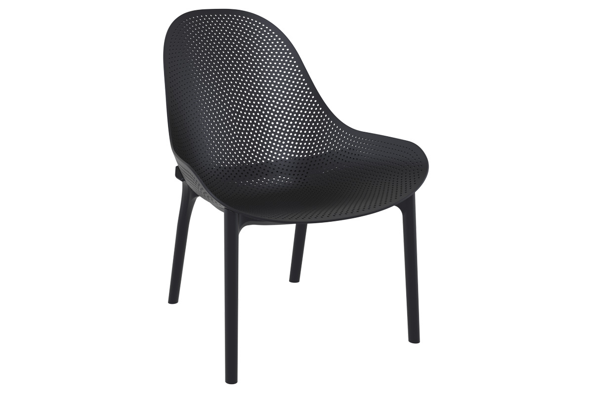 Chaises lounge empilables noires intrieur / extrieur (lot de 4) OSKOL